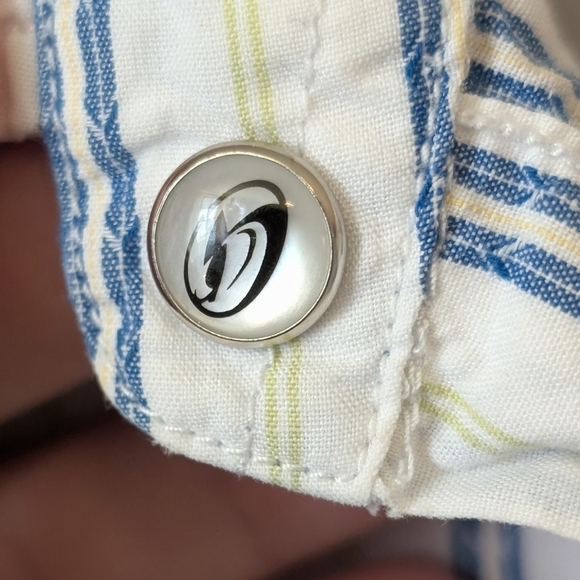 Kirra Mens Button Down 100% Cotton Striped Surfer Long Sleeve White - Picture 9 of 11